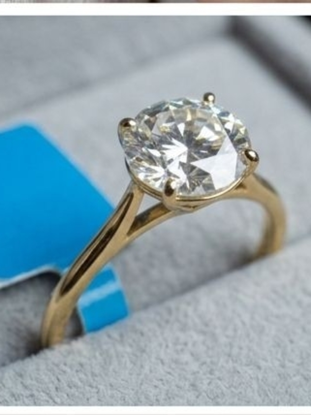 1.5ct Round Moissanite Solitaire Engagement Ring GRA Certified Gold Vermeil Sz 6